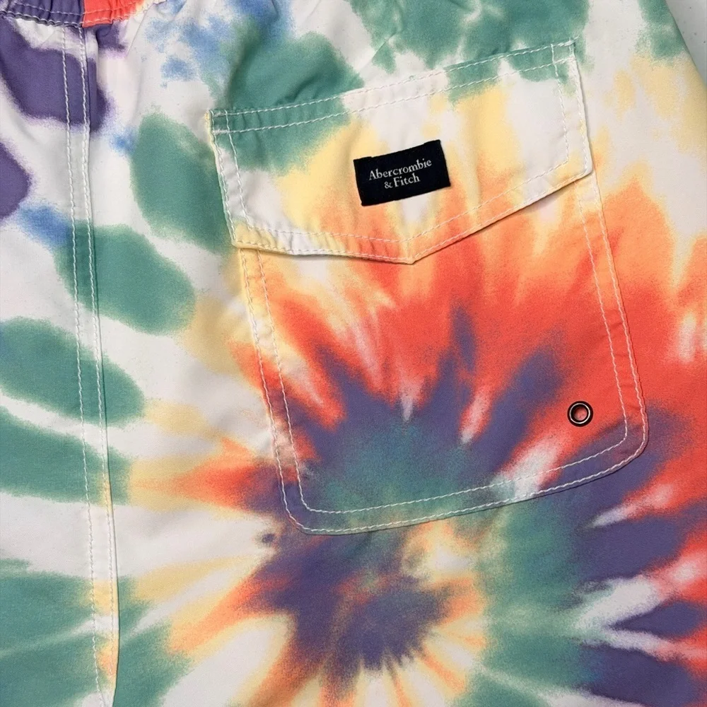 Abercrombie & Fitch Men's Spiral Tie Dye Swim Trunks L Shorts